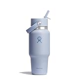 Hydro Flask – Wide Flex Straw Travel Bottle 710ml (24 oz) – Étanche, isolée, compatible porte-gobelet – Garde les boissons froides 24 h – Bouchon à paille flexible – Surf