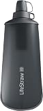 LifeStraw Peak Series - Collapsible Squeeze Bottle Water Filter System – 1L for Trail Running, Through Hiking, Travel, Cycling, and Fishing, Dark Mountain Gray
