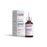 HSN Vitamina D3 + K2 MK7 Gotas Alta Potencia 3200 UI (4 gotas) | 30 ml (225 tomas) | Origen Natural Lanolina y Natto – Fácil Dosificación – Sin Gluten y Apto Vegetarianos