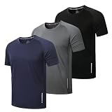 ZENGVEE 3 Camisetas Hombre Manga Corta Secado Rápido Gym Running Fitness