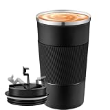 NEXROLA Termo Cafe Vaso Termico para Llevar 510ml, Negro | Hermético y Antigoteo, Acero Inoxidable, Sin BPA, para Coche y Viaje