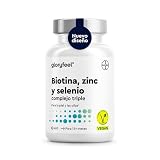 Biotina + Zinc + Selenio - 400 pastillas veganas (Suministro para 1+ año) - Vitaminas para el cabello - Apoya el crecimiento del pelo, fortalece la piel y las uñas - Sin aditivos