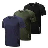 ZENGVEE 3 Camisetas Hombre Manga Corta Secado Rápido Gym Running Fitness