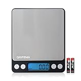 GRIFEMA - Báscula De Cocina Con Pantalla LCD, Digital, Balanza Con Tapa, Acero Inoxidable (Exclusivo En Amazon), 0.05 - 500 g