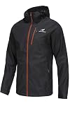 NORDIC OUTLAND Chaqueta impermeable ligera con capucha para hombre, transpirable, para senderismo de montaña al aire libre (FR/ES, Letras, L, Regular, Regular, Dark Grey)