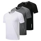 ZENGVEE 3 Camisetas Hombre Manga Corta Secado Rápido Gym Running Fitness