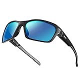 BONDDI Gafas Ciclismo Hombre Gafas de Sol Polarizadas Lentes de Proteccion UV400 y Duradero Armazón TR90 Gafas Unisex para Ciclismo Correr Pesca y Conducir, Azul