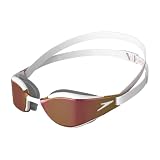 Speedo Fastskin Hyper Elite Mirror Gafas de natación Unisex Adulto, Blanco/gris óxido/dorado rosa, One Size
