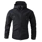 MOKBAY Chaqueta Tactica Hombre Militar Vestir Chaquetas Invierno con Capucha Forros Polares Casacos para Homem Frio con Cremallera Chaqueta Militar Hombre Negro Ropa De Caza Negro L
