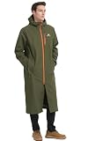 NORDIC OUTLAND Chaqueta impermeable para hombre, impermeable, transpirable, larga con forro de malla con capucha (FR/ES, Letras, M, Regular, Regular, Dark Grey B （Xtra Long)