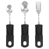 3 Piezas Utensilios adaptables para pacientes con Parkinson ancianos, Cubiertos para Discapacitados, Cubiertos de Fácil Agarre, para personas mayores, artritis, parkinson, discapacitados