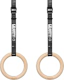 Gravity Fitness Anillas de Gimnasia de Madera Correas Ajustables y Hebillas - Anillas Olímpicas Premium para Calistenia, Ejercicios de Cuerpo Completo para Entrenamiento en Casa y Gimnasio