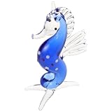 Caballito de Mar de Cristal, Figura Decorativa Marina Elegante Azul