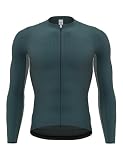 INBIKE Maillot Ciclismo Manga Larga Hombre Bici Transpirable 9 Bolsillos Traseros Tejido Transpirable Secado Rápido, Banda Antideslizante, Ropa Ciclista para Ruta y MTB Verde-M