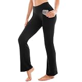 SINOPHANT Pantalones de Yoga para Mujer, Leggings Acampanados, Cintura Alta, Pantalones de Corte de Bota para Mujer, Gimnasio, Pierna Ancha, elásticos, Color Negro, Talla M, 30 Pulgadas