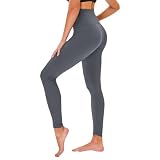 TNNZEET Mallas Deporte Mujer de Cintura Alta, Opacos,Leggins Mujer Vestir para Yoga Fitness Pilates Training(Gris Oscuro,S-M)