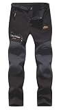 BenBoy Pantalones Trekking Nieve Montaña Hombre Impermeables Invierno Esqui | Calentar Pantalones Escalada Senderismo Esquiar Softshell （Negro,M）
