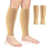 1 Par Calcetines Compresion Hombre Mujer, Medias De Compresion Varices Con Cremallera, Meias De Compressão 15-20 Mmhg, Calcetines Compresivos Para Varices Correr Embarazo Viajar, Beige
