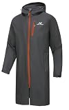 Chaqueta impermeable para hombre, impermeable, transpirable, larga con forro de malla con capucha, cortavientos para actividades al aire libre (FR/ES, Letras, XXL, Regular, Regular, Dark Grey)