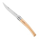 Opinel - N°10 Cuchillo de Mesa Nómada Afilado - Hoja Pulida y Afieltrada de 10 cm de Acero Inoxidable, Mango de Madera de Haya, Anillo de Seguridad Virobloc - Fabricación Francesa