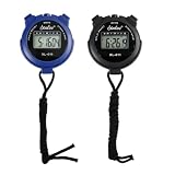 Pack de 2 cronómetros Deportivos Digitales con Pantalla LCD Grande, medición 1/100 Segundos, Reloj Calendario y Alarma, Resistentes al Agua con cordón, para Entrenador, Running