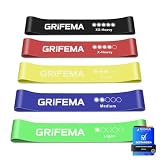 GRIFEMA GA5001 Gomas Elásticas Musculación 5 Niveles – Yoga, Pilates | Bolsa de Almacenamiento, Guía de Entrenamiento, Entrenamientos de Fuerza