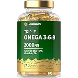 Omega 3 6 9 Cápsulas 2000mg ALA LA y OA - 240 Cápsulas Blandas | con EPA y DHA Ácidos Grasos Esenciales - Suplemento con Aceite de Pescado Linaza y Girasol - Triple Omega 3-6-9 - Horbaach