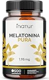 Melatonina 1,95 mg PURA - 500 Comprimidos | +1 Año de suministro | Inatur | Fabricado en España | Combate el insomnio | Vegano -SIN GLUTEN -
