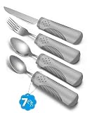 CuraVita Adaptive Cutlery (juego de cocina de 4 piezas) con peso de 200 g, utensilios para pacientes con Parkinson, temblores de manos, artritis y ancianos, utensilios de alimentación para personas