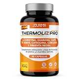 JOLAIMA Termogénico Natural con L-Carnitina 1600mg, Cafeína 344mg y Té Verde EGCG, 90 Cápsulas, Energía y Concentración para Deportistas, Vegano, Fabricado en España