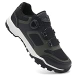 Pro Zapatillas Ciclismo Hombres Mujeres, Unisex Zapatos Bicicleta de Montaña Compatibles con Todos los Pedales SPD, Botas Bicycle MTB para Exteriores Blackgreen 46 EU
