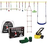 ALPIDEX Ninja Line 15 m Slackline Niños Obstáculos Anillas Columpio