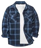 zitysport Camisa de Hombre a Cuadros Manga Larga Camisas Franela Estilo Leñador con Bolsillos en el Pecho Cálida Ideal para el Trabajo al Aire Libre y el Tiempo Libre Corte Regular(Azul Oscuro 2XL)