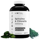 Espirulina y Chlorella 3000 mg. 240 comprimidos veganos para casi 3 meses