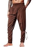 Runcati Hombre Pantalón Medieval Ancho, Café, M