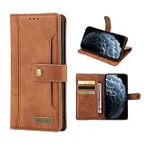 ETGOKJM Accesorio para teléfono Compatible con Huawei P50 Pro Case, PU Targada de la Tarjeta Hebilla magnética Cuero CluCth Retro Folio Flip Billetera Slim protección Cubierta Carcasa(Brown)