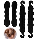 Set de 4 Piezas para Moño de Cabello, Pinzas y Gomas de Esponja para Peinados, Herramientas para Donut y Rosquillas Giratorias, 2 Tamaños Grandes y 2 Pequeños, Ideal para Rizos y Ondas Sin Calor