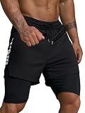 Smatstyle Pantalón Corto Deporte Hombre 2 en 1 Pantalones Cortos Deportivos de Secado rápido con Bolsillos de Entrenamiento Transpirables