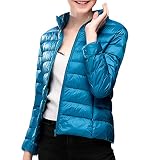Plumífero Ultraligero Mujer Abrigo Plumas Invierno Plumon Ligero Acolchado Chaqueta Cazadora Señora Azul M