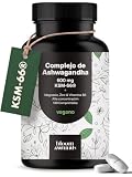 Ashwagandha Cápsulas Alta Dosis KSM-66, 130 Tabletas, 600 mg al Día