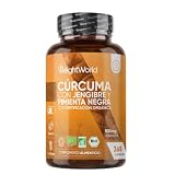 Cúrcuma con Pimienta Negra y Jengibre Orgánica, 365 Cápsulas, Para 1 Año - | Apto para Veganos, con Certificación Orgánica por la Soil Association, 1 Cápsula al Día, Sin Gluten ni OGM