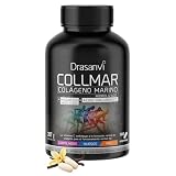 Drasanvi COLLMAR Colágeno Marino Hidrolizado con Ácido Hialurónico, Magnesio, Vitamina C natural | para cartílagos, huesos y piel | Alta dosis 3.900 mg/día | 180 comp = 30 días | Sabor vainilla
