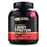 Optimum Nutrition Gold Standard 100% Whey Proteína en Polvo, 2.28kg | Delicious Strawberry, 76 Servings,24 g de Proteína,BCAA,Bajo en azúcares,Favorece el Crecimiento y la Recuperación Muscular