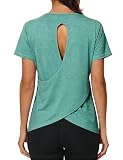Wayleb Camiseta Deportiva Mujer Ligera Transpirable Verde M
