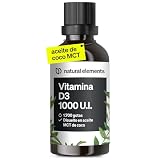Vitamina D3 1000 U.I. por gota - 50ml (1750 Gotas) con Aceite MCT de Coco - Ideal para tus huesos y función muscular - Alta dosificación y absorción - Líquido puro - Probado en Laboratorio