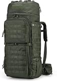 Mardingtop Mochila táctica de 75 l, mochila de senderismo, mochila de trekking, con cremallera con gran capacidad, Verde militar, 75L