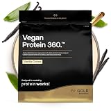 Protein Works | Vegan Protein 360 - Gold, Crema de Vainilla, 1 kg | Proteína Vegana, 100% Vegetal y Natural, Mezcla Multi-Proteína Premium, Batido Bajo en Grasa y Calorías, 33 Porciones
