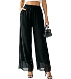 Neteson Pantalones Mujer Verano Elegante Pantalones Palazzo Anchos de Gasa