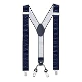 MASADA tirantes calidad fabricados a mano, con cierres resistentes y ajustes continuos con anchura de 3,5 cm para tallas de hasta 195 cm Azul oscuro punteado