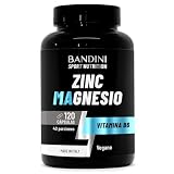 Bandini® Zinc Magnesio ULTRA + Vitamina B6, 120 Cápsulas | Complejo Vegano | Suplemento Deportivo, Energia, Recuperación y Masa Muscular | Reduce Cansancio y Fatiga, Para Atletas y culturistas